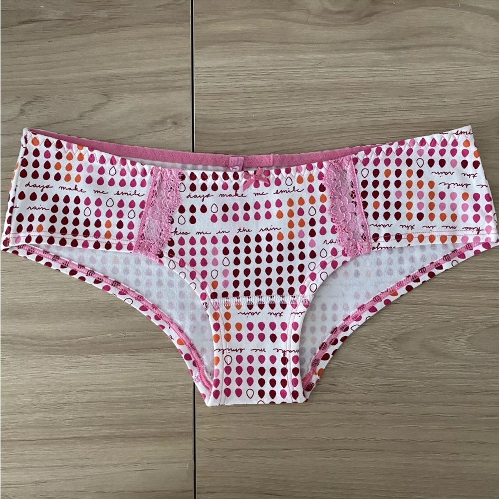 NWOT Victoria Secret PINK - Pink Rainy Day Smile & Kiss Lace Cheeky Hipster - XS